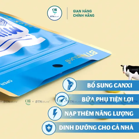 Kẹo Sữa Nguyên Chất BTNature 100% - Bổ Sung Canxi Vượt Trội, Dinh Dưỡng Tiện Lợi cho Người Lớn và Trẻ Em
